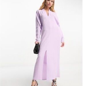 ASOS DESIGN plunge neck batwing maxi dress in lilac
